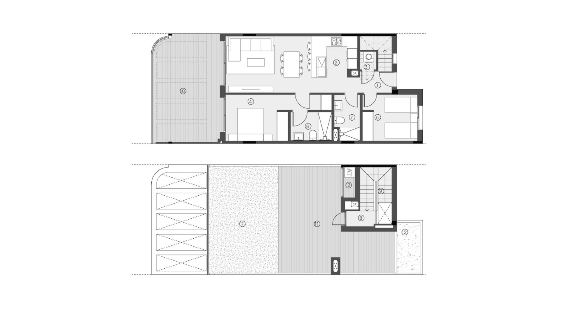 Apartment floor plan, 2 bedrooms in Sunset Village No. 3