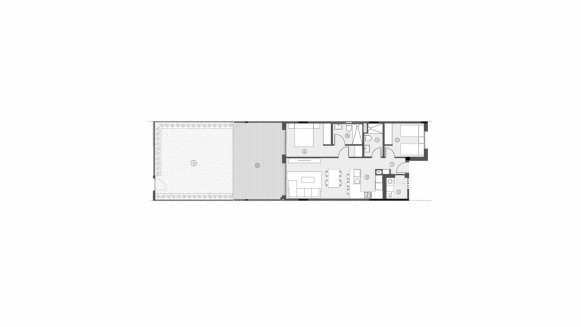 Apartment floor plan, 2 bedrooms in Sunset Village No. 5 (2D)